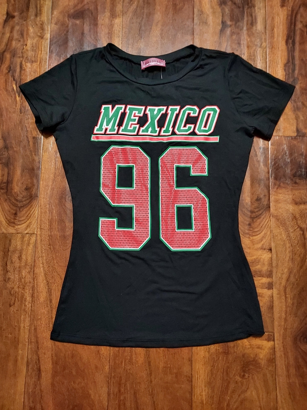 Ragdoll Black Tee with Red & Green Mexico 96 Graphic